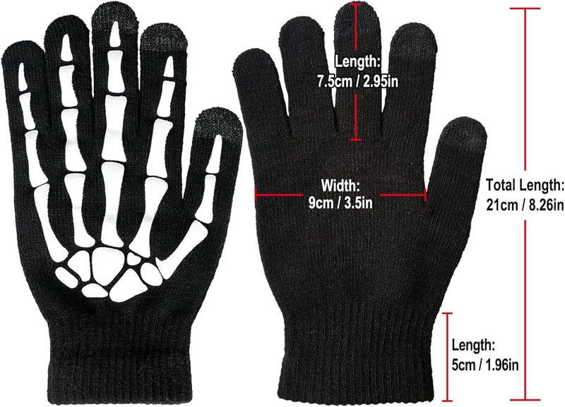 Mr Warm Halloween Skeleton Gloves,Full Finger Skeleton Pattern Gloves Cosplay Costume Accessories for Men Women Adults - Image 2